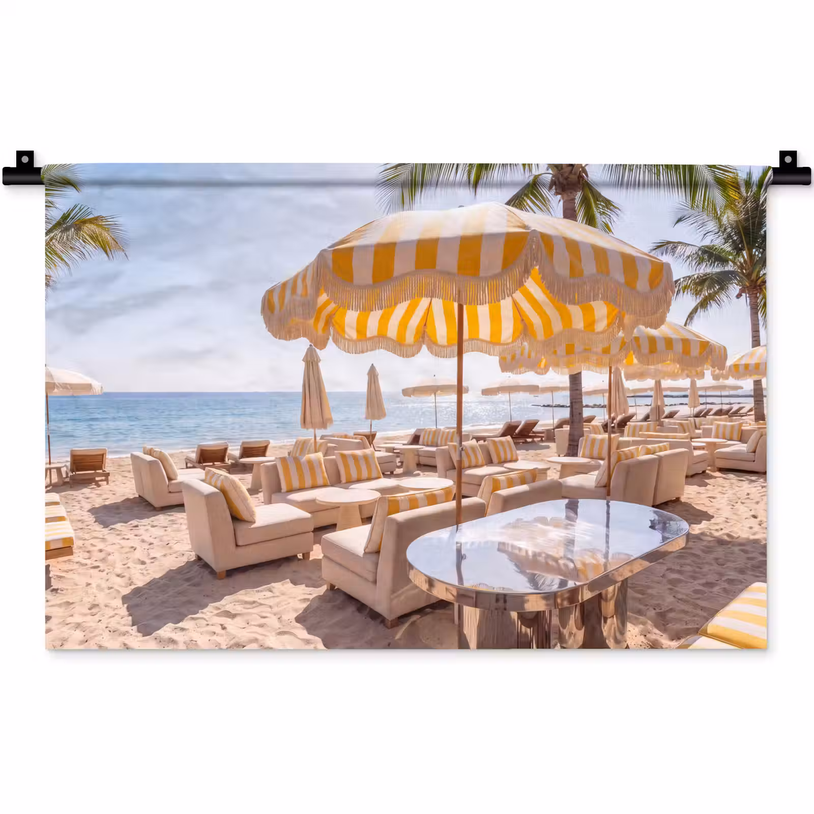 Wandkleed - Strand - Ligbedden - Vakantie - Modern - Geel — 1