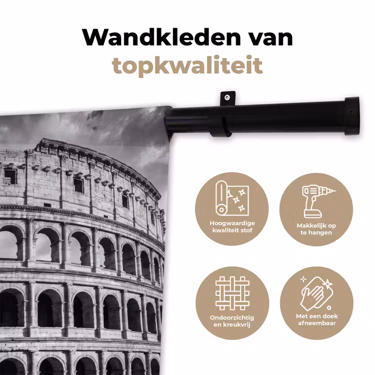 Wandkleed - Architectuur - Colosseum - Rome - Historisch - Zwart-wit — 3