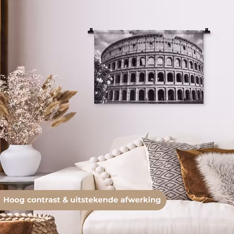Wandkleed - Architectuur - Colosseum - Rome - Historisch - Zwart-wit — 4