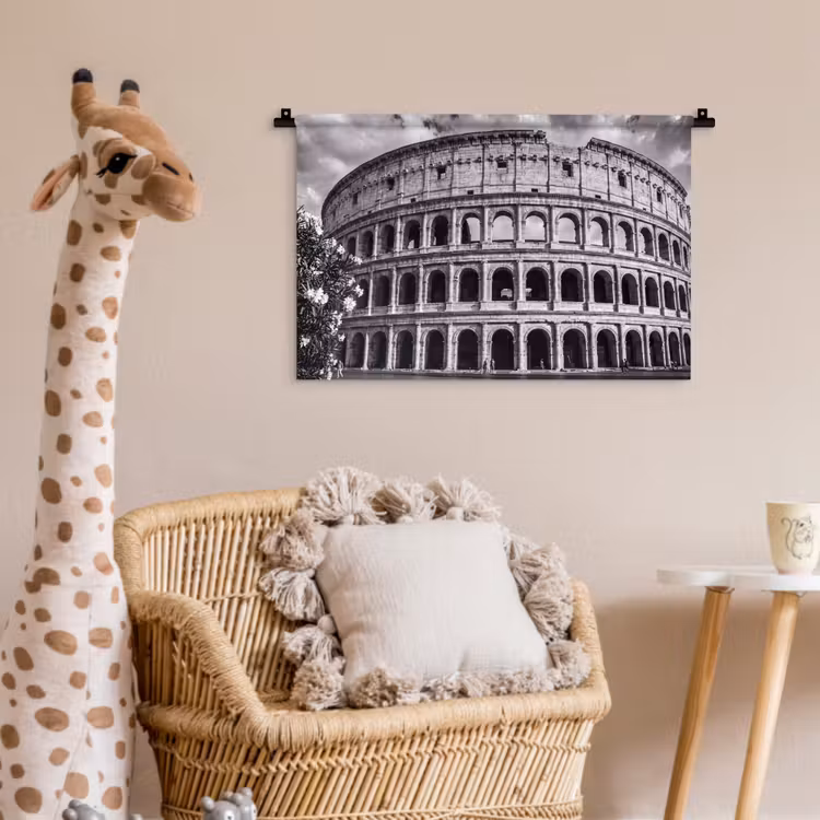 Wandkleed - Architectuur - Colosseum - Rome - Historisch - Zwart-wit — 5