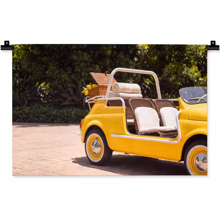 Wandkleed - Auto - Picknick - Zomer - Geel — 1