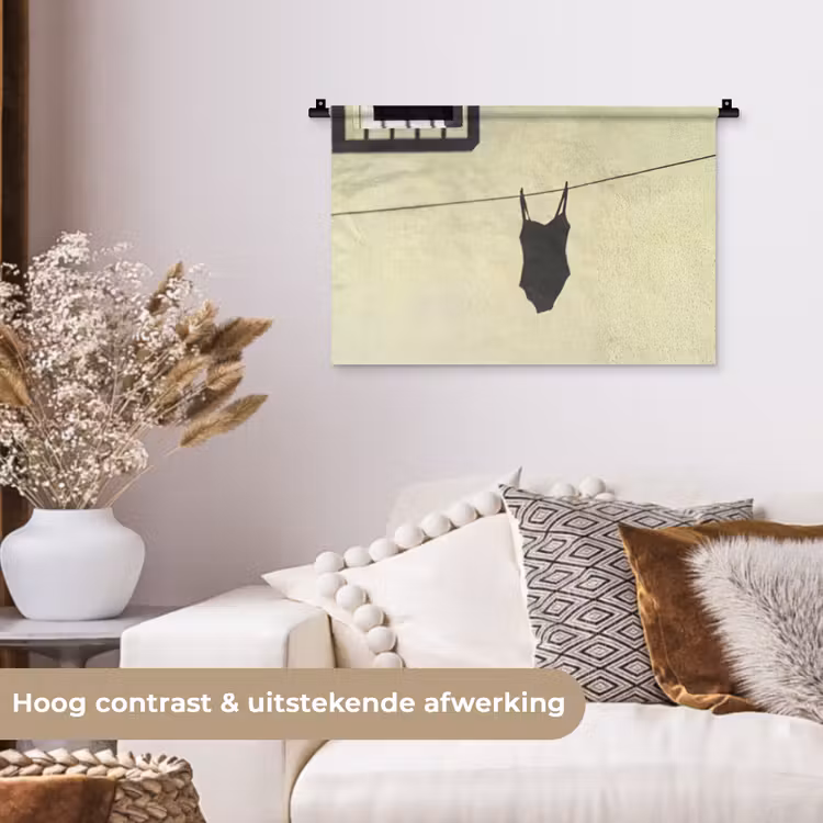 Wandkleed - Badpak - Schaduw - Muur - Zomer - Minimalistisch — 4
