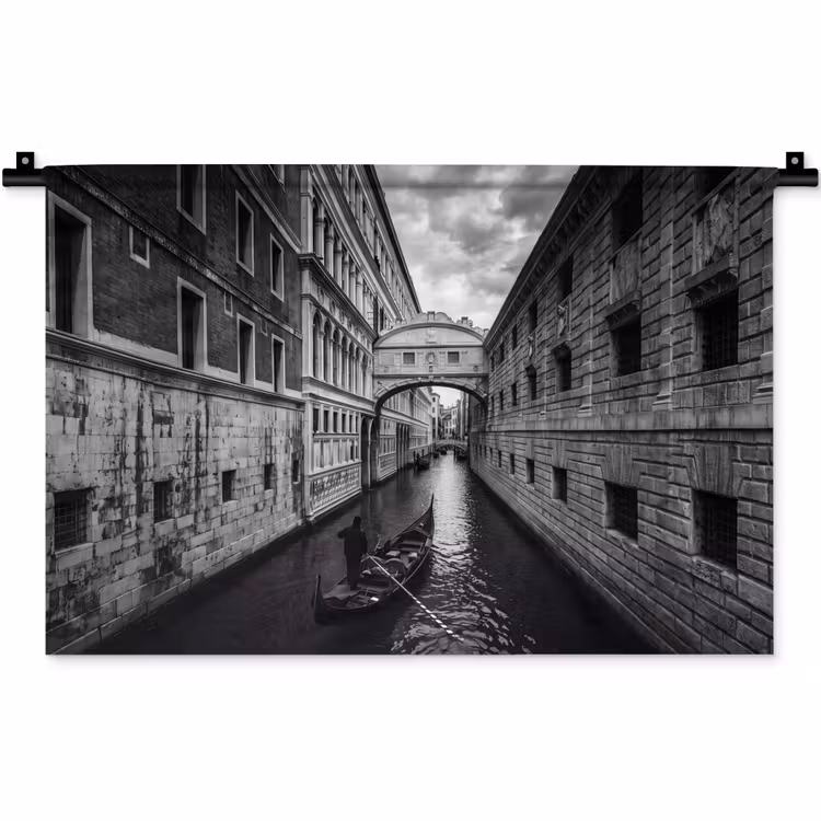 Wandkleed - Boot - Waterweg - Stad - Zwart-wit - Architectuur — 1