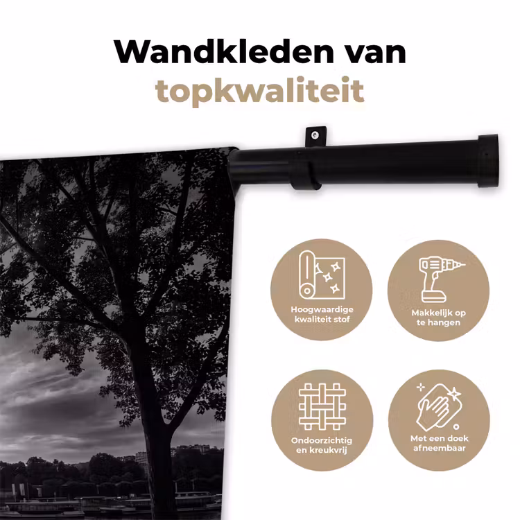 Wandkleed - Eiffeltoren - Parijs - Rivier - Architectuur - Zwart-wit — 3