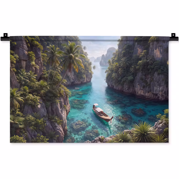 Wandkleed - Eiland - Tropisch - Water - Palmbomen - Natuur — 1