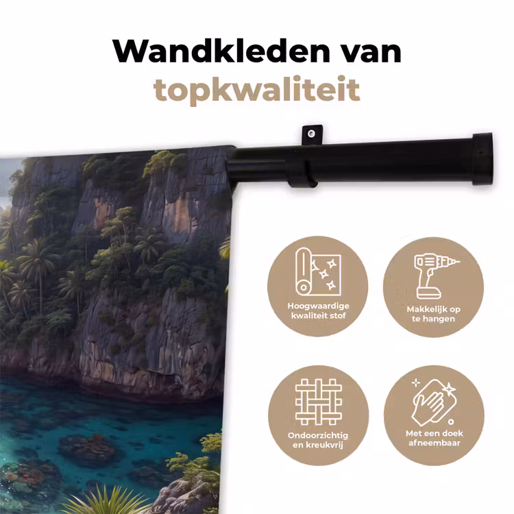Wandkleed - Eiland - Tropisch - Water - Palmbomen - Natuur — 3