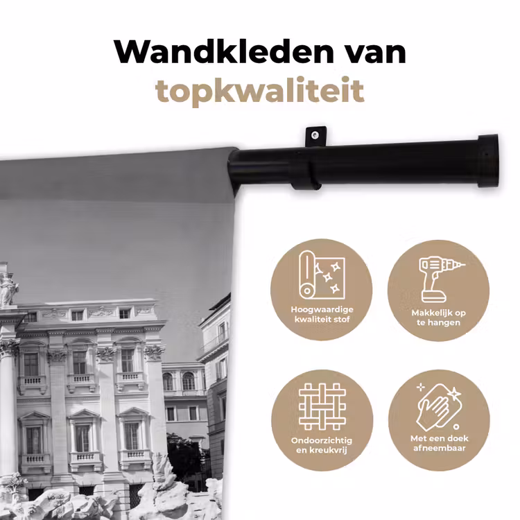 Wandkleed - Fontein - Beelden - Architectuur - Zwart-wit — 3