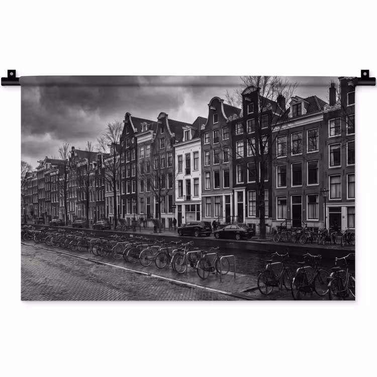 Wandkleed - Huis - Gracht - Amsterdam - Architectuur - Zwart-wit — 1