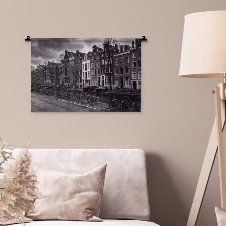 Wandkleed - Huis - Gracht - Amsterdam - Architectuur - Zwart-wit — 2