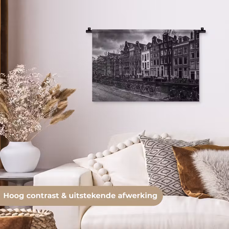 Wandkleed - Huis - Gracht - Amsterdam - Architectuur - Zwart-wit — 4