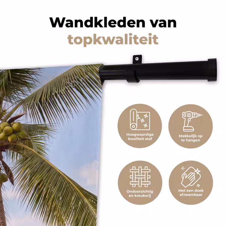 Wandkleed - Kokosnoot - Boom - Tropisch - Natuur - Groen — 3