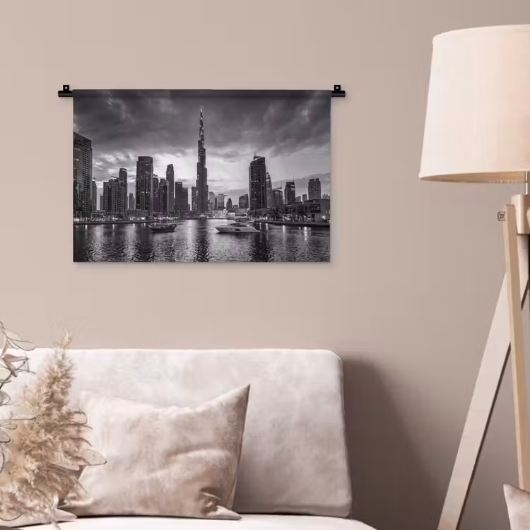 Wandkleed - Stad - Skyline - Architectuur - Avond - Zwart-wit — 2