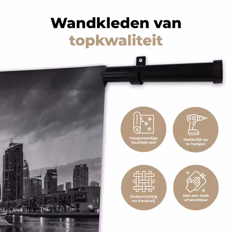 Wandkleed - Stad - Skyline - Architectuur - Avond - Zwart-wit — 3