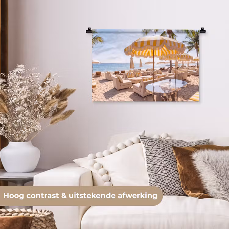 Wandkleed - Strand - Ligbedden - Vakantie - Modern - Geel — 4