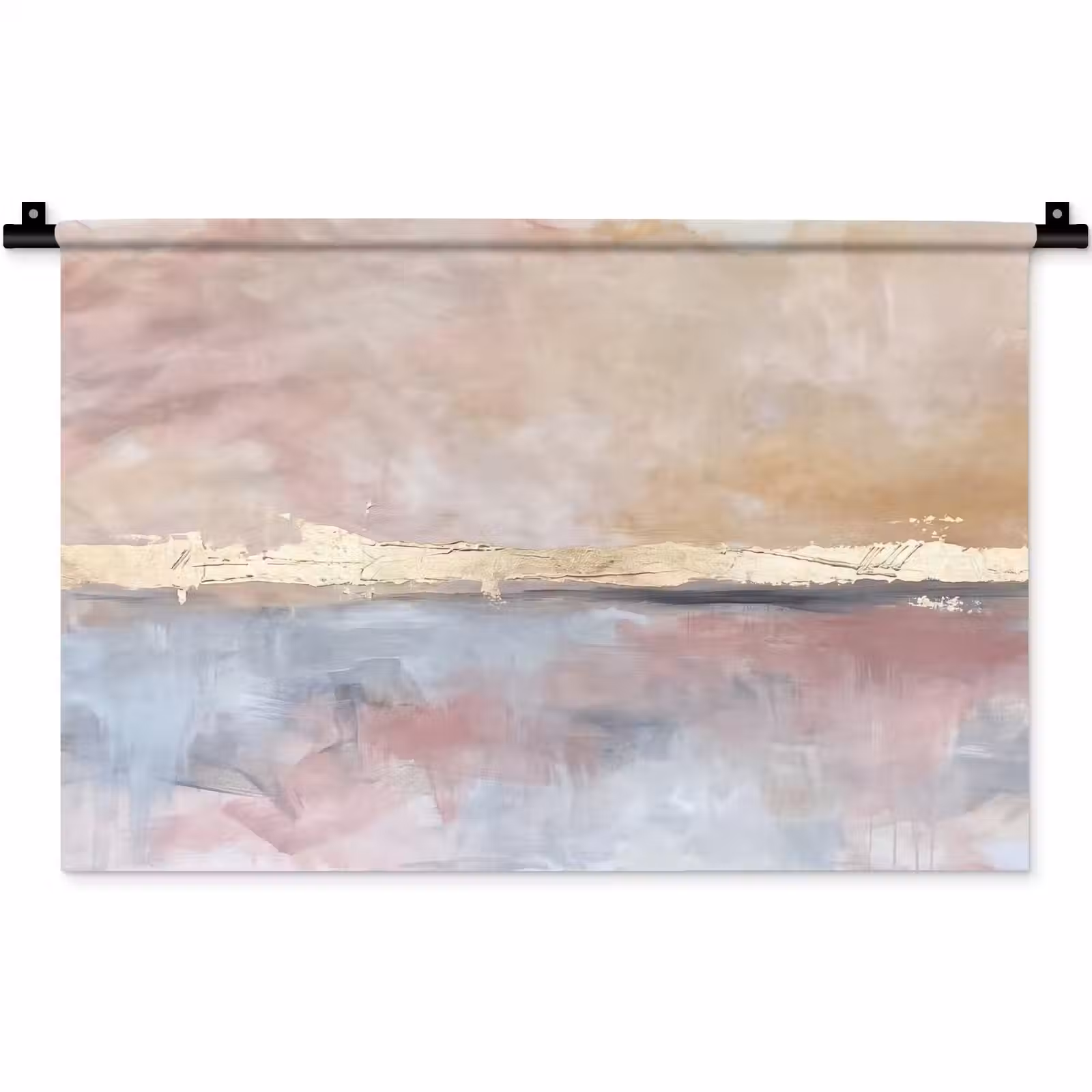 Wandkleed - Abstract - Horizontaal - Kunst - Roze - Goud — 1