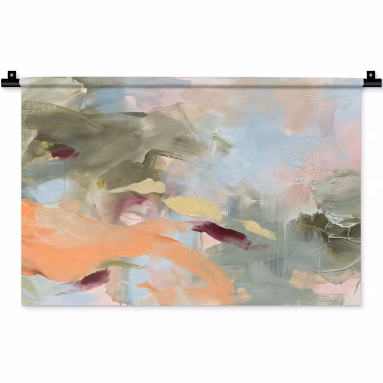 Wandkleed - Abstract - Borstelstreken - Kunst - Modern - Pastel — 1