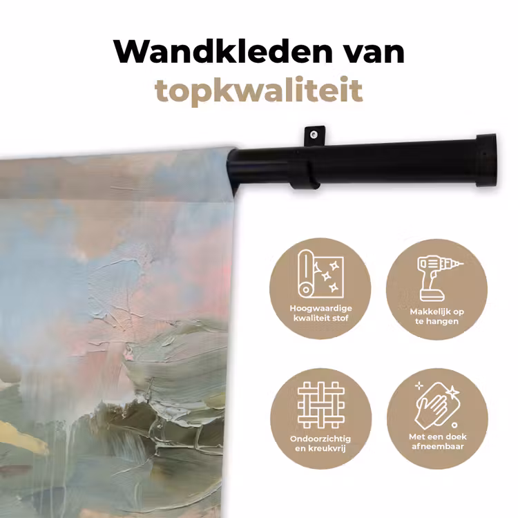 Wandkleed - Abstract - Borstelstreken - Kunst - Modern - Pastel — 3