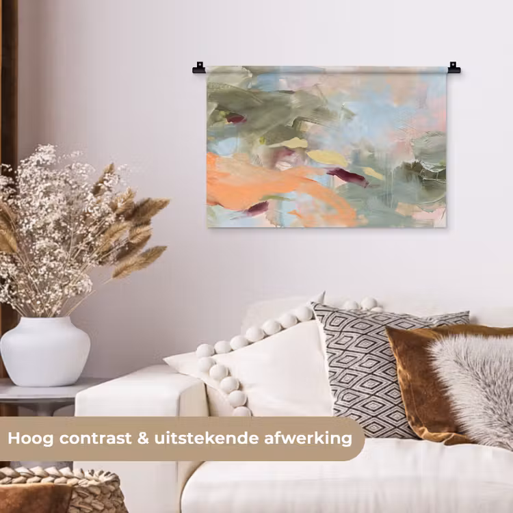 Wandkleed - Abstract - Borstelstreken - Kunst - Modern - Pastel — 4