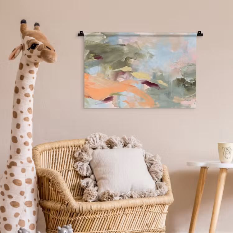 Wandkleed - Abstract - Borstelstreken - Kunst - Modern - Pastel — 5