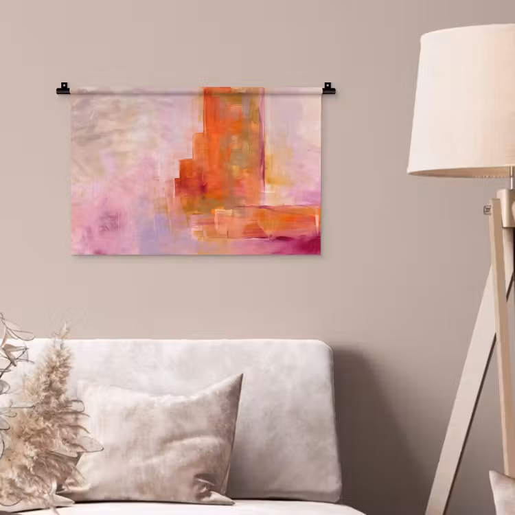 Wandkleed - Abstract - Borstelstreken - Kunst - Paars - Goud — 2