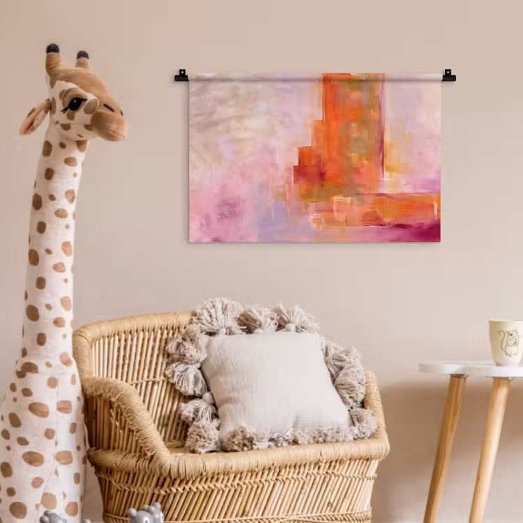 Wandkleed - Abstract - Borstelstreken - Kunst - Paars - Goud — 5