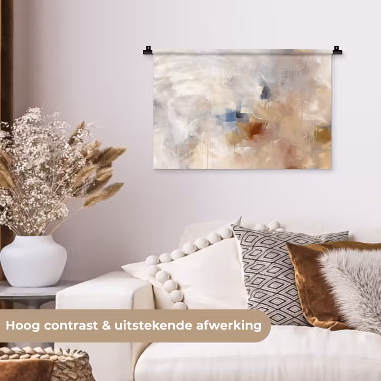Wandkleed - Abstract - Borstelstreken - Modern - Beige - Kunst — 4