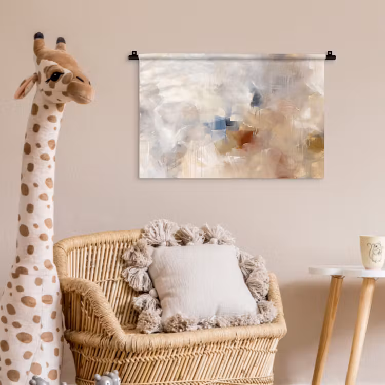 Wandkleed - Abstract - Borstelstreken - Modern - Beige - Kunst — 5