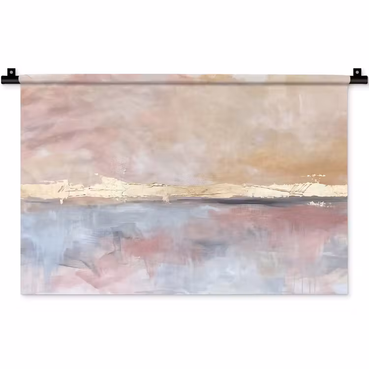 Wandkleed - Abstract - Horizontaal - Kunst - Roze - Goud — 1