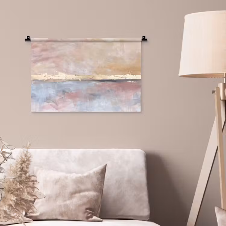 Wandkleed - Abstract - Horizontaal - Kunst - Roze - Goud — 2