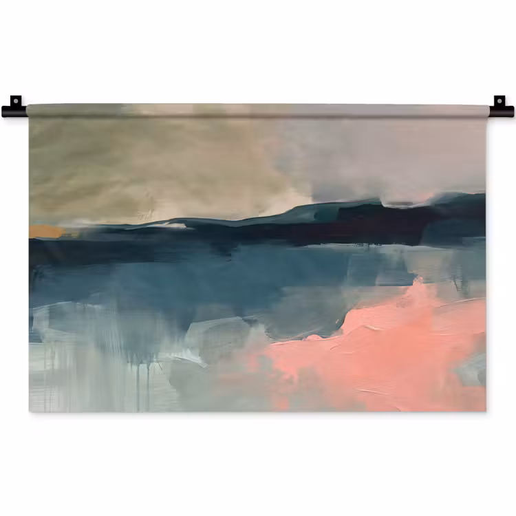 Wandkleed - Abstract - Landschap - Kunst - Modern - Groen - Blauw — 1