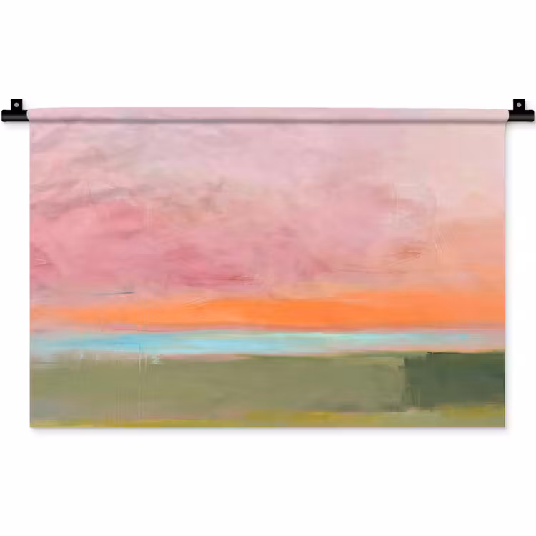 Wandkleed - Abstract - Landschap - Modern - Roze - Oranje — 1