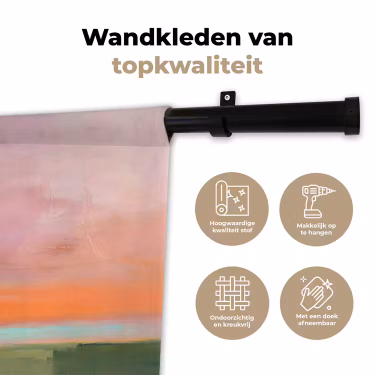 Wandkleed - Abstract - Landschap - Modern - Roze - Oranje — 3