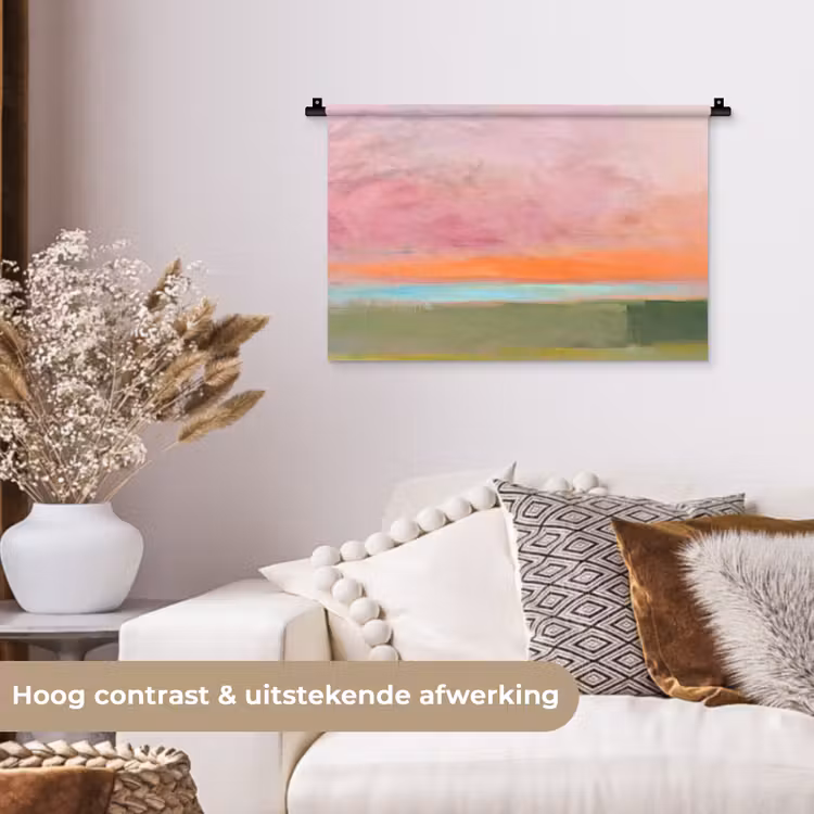 Wandkleed - Abstract - Landschap - Modern - Roze - Oranje — 4