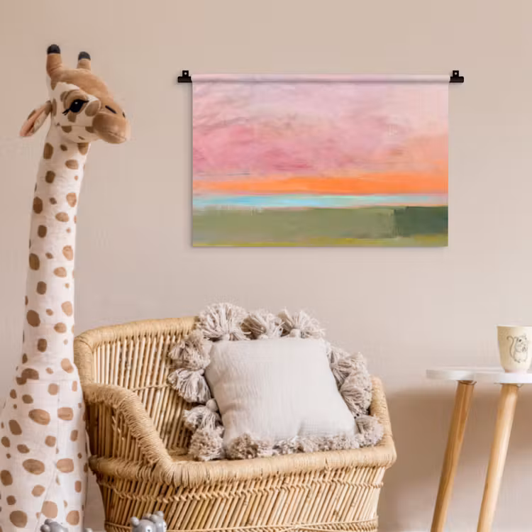 Wandkleed - Abstract - Landschap - Modern - Roze - Oranje — 5
