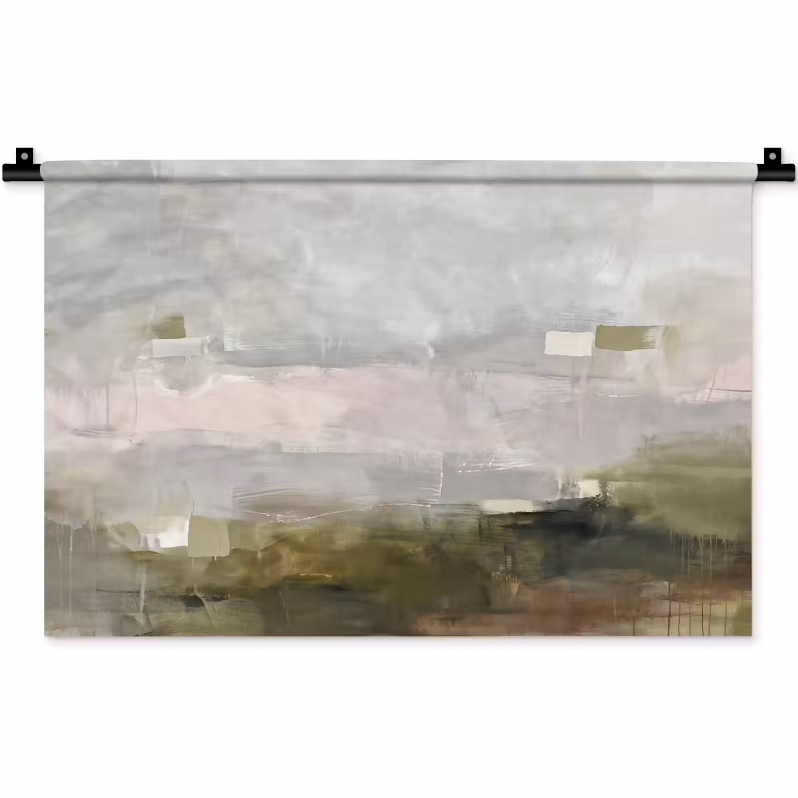 Wandkleed - Abstract - Gelaagd - Kunst - Modern - Grijs-Groen — 1