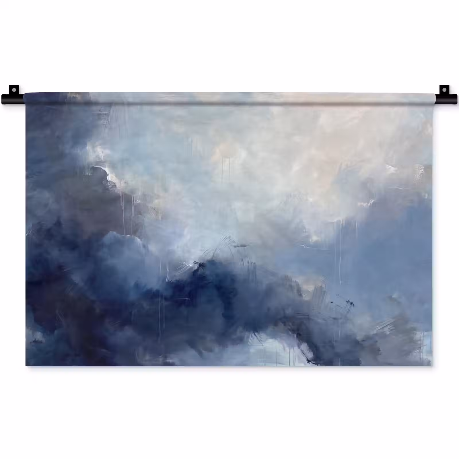 Wandkleed - Abstract - Wolken - Modern - Blauw - Kunst — 1