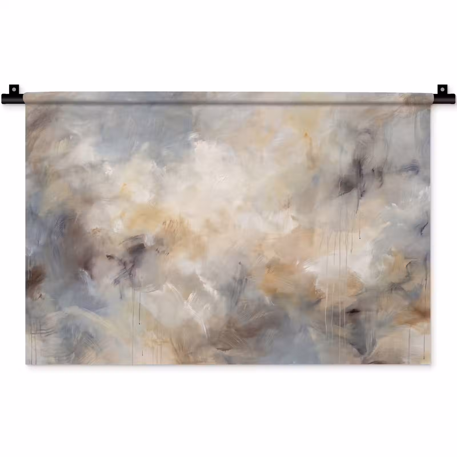 Wandkleed - Abstract - Wolken - Sfeervol - Beige - Grijs — 1