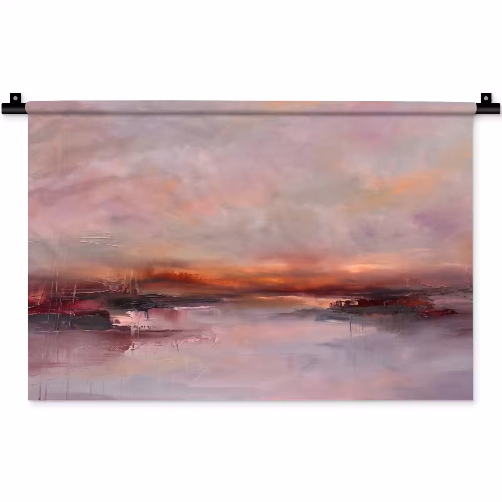 Wandkleed - Landschap - Zonsondergang - Abstract - Modern - Roze — 1