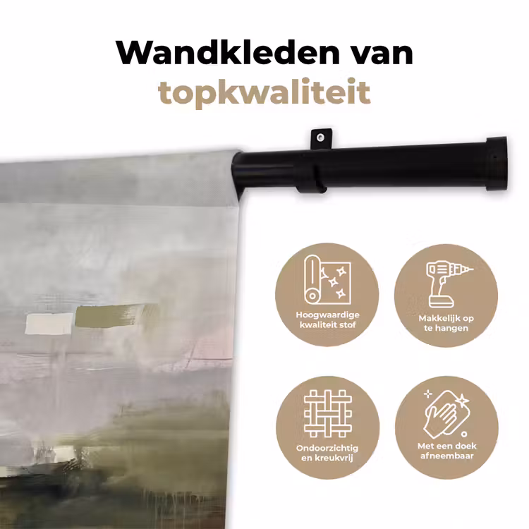 Wandkleed - Abstract - Gelaagd - Kunst - Modern - Grijs-Groen — 3
