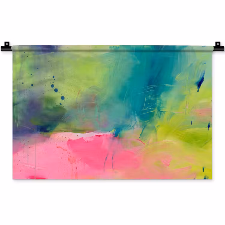 Wandkleed - Abstract - Kleuren - Modern - Groen - Roze — 1