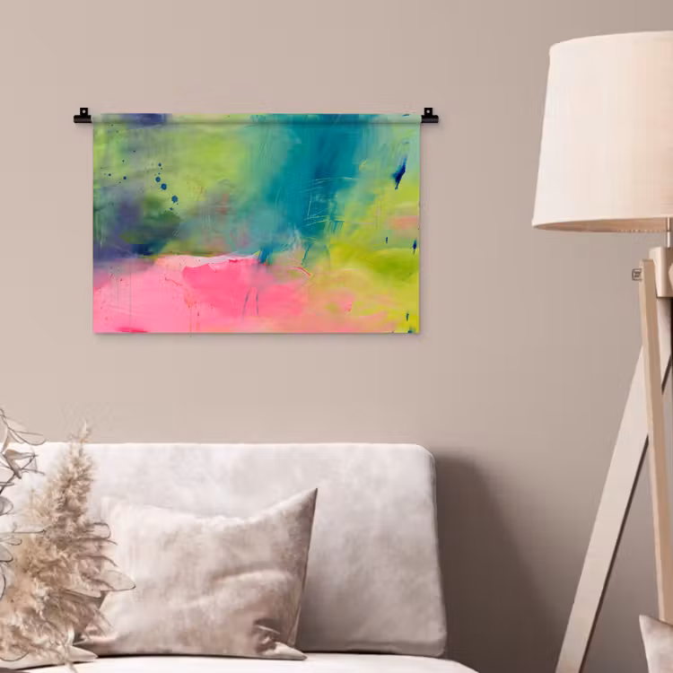 Wandkleed - Abstract - Kleuren - Modern - Groen - Roze — 2