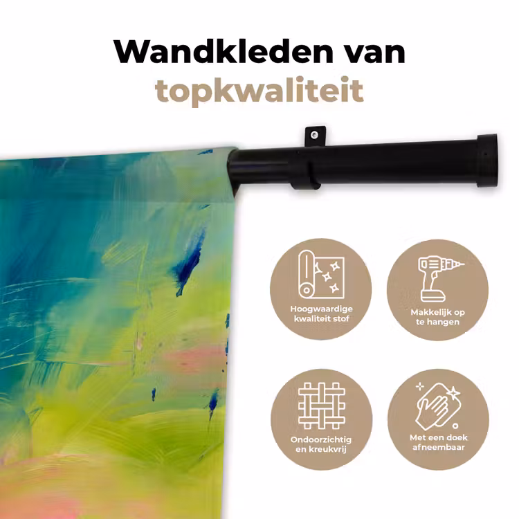 Wandkleed - Abstract - Kleuren - Modern - Groen - Roze — 3