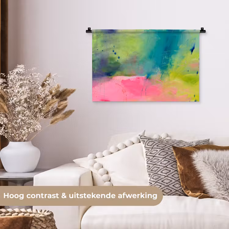 Wandkleed - Abstract - Kleuren - Modern - Groen - Roze — 4