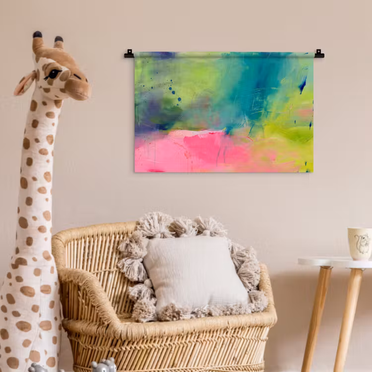Wandkleed - Abstract - Kleuren - Modern - Groen - Roze — 5