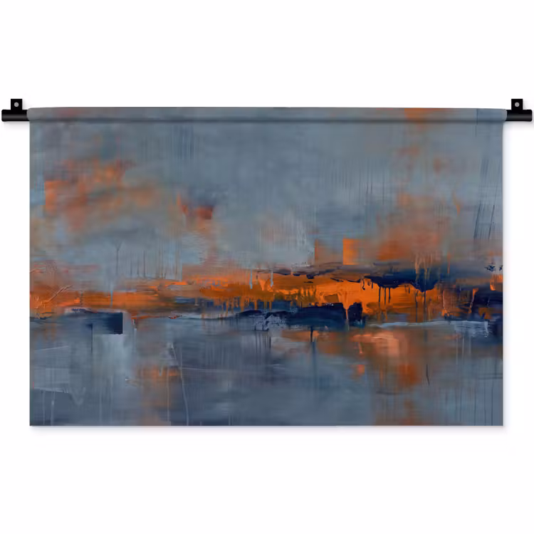 Wandkleed - Abstract - Kleuren - Modern - Oranje - Grijs — 1