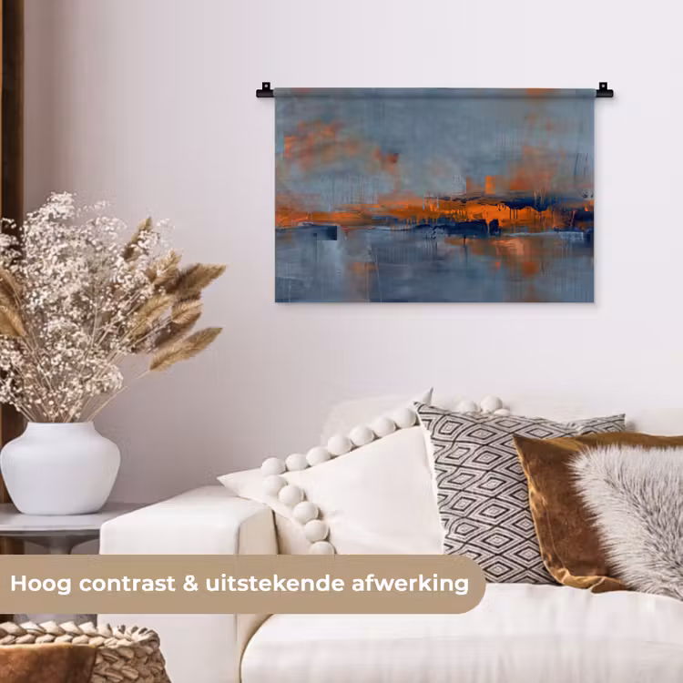 Wandkleed - Abstract - Kleuren - Modern - Oranje - Grijs — 4