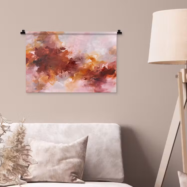 Wandkleed - Abstract - Kleurrijk - Kunst - Modern - Roze-Rood — 2