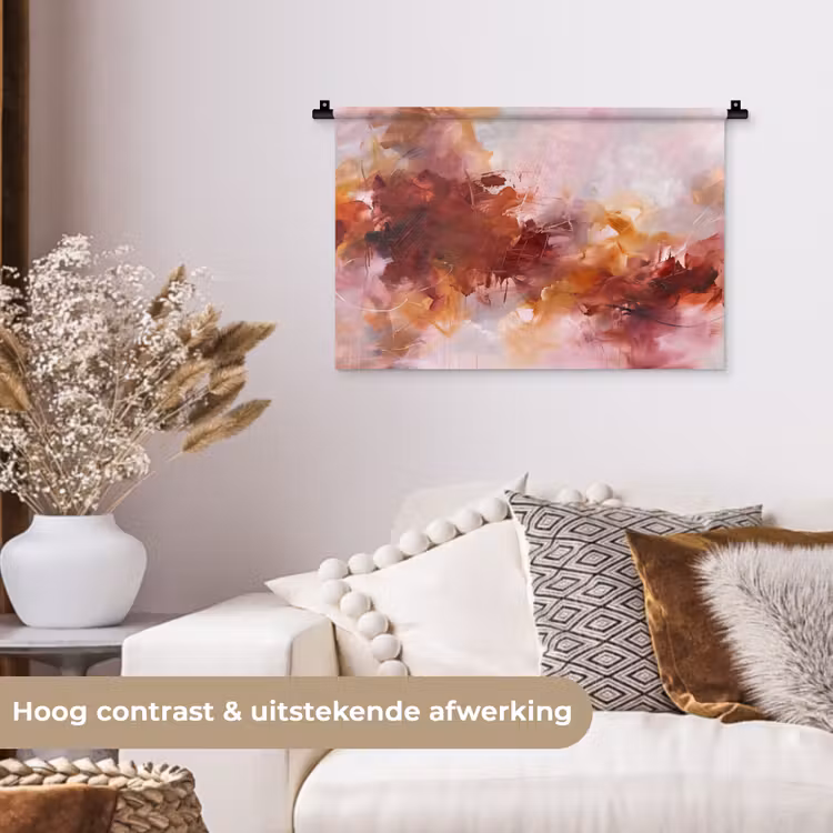 Wandkleed - Abstract - Kleurrijk - Kunst - Modern - Roze-Rood — 4