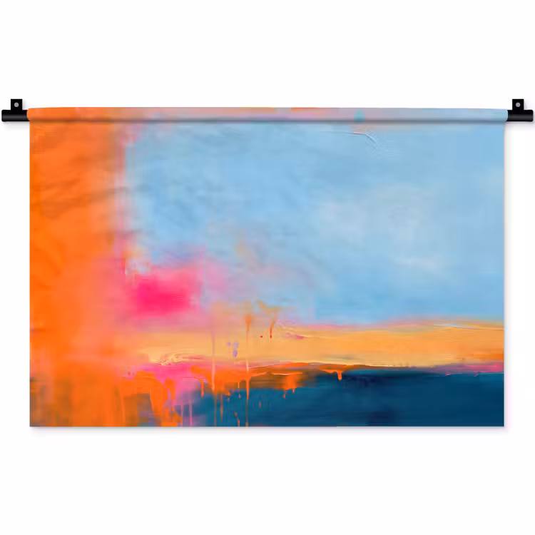 Wandkleed - Abstract - Kleurvlakken - Modern - Oranje - Blauw — 1