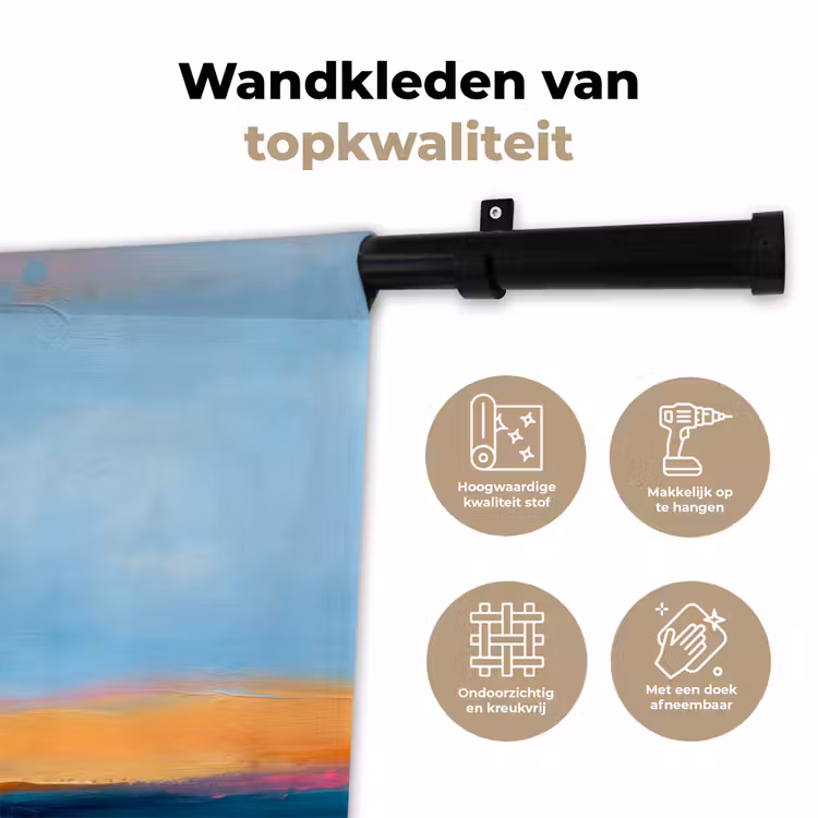 Wandkleed - Abstract - Kleurvlakken - Modern - Oranje - Blauw — 3